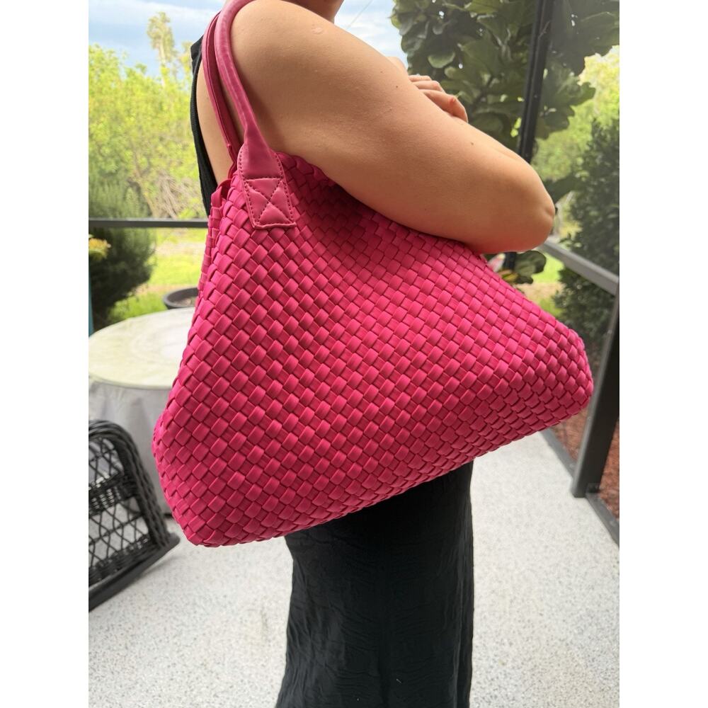Urban Expressions Ithaca Woven Neoprene Tote Magenta Vegan Leather